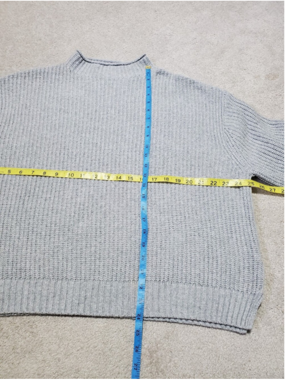 GAP Cashsoft Funnel Neck Oversized Sweater Grey Small Ribbed Knit Minimalist - Picture 13 of 13